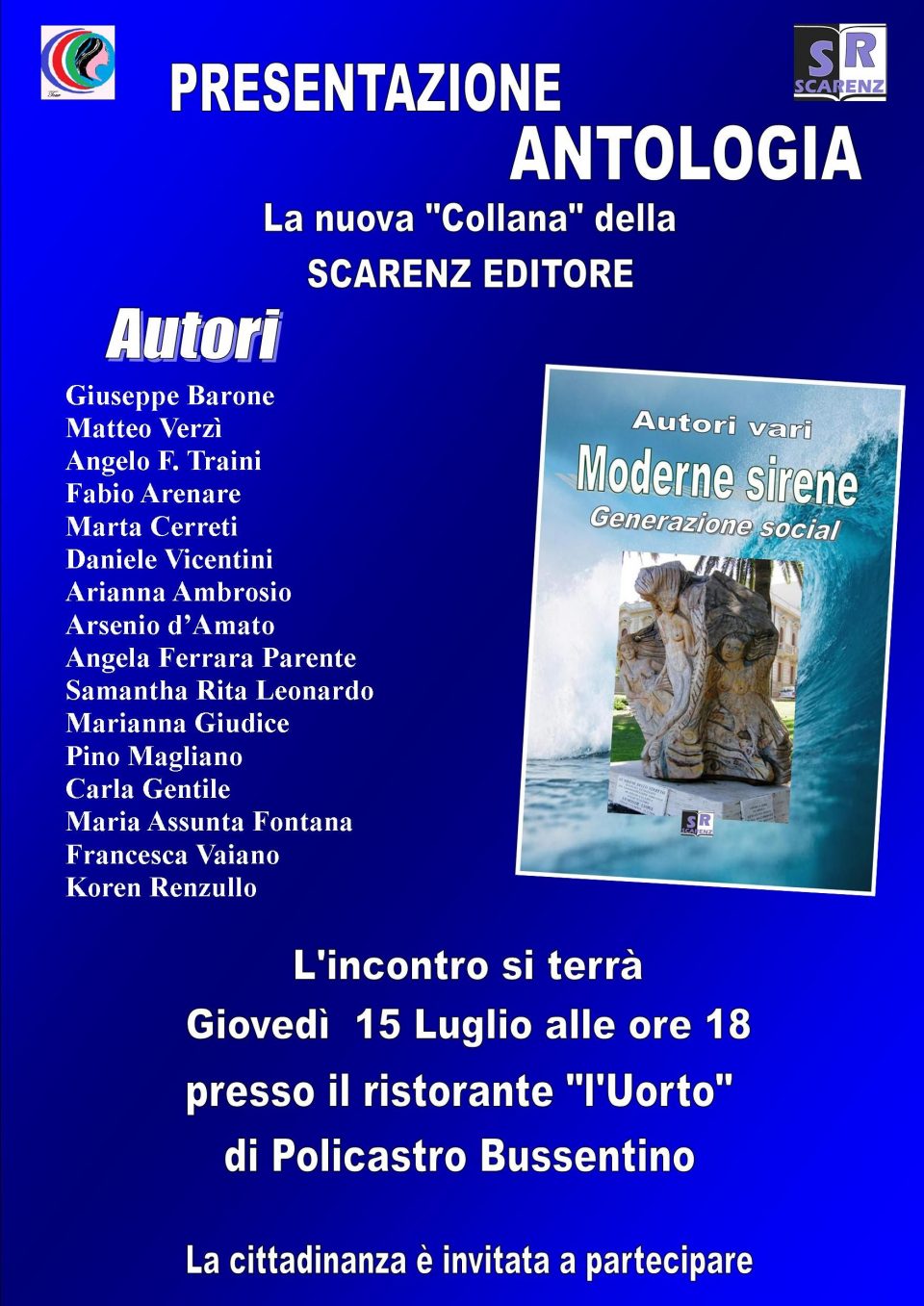 Policastro Bussentino, presentazione della nuova collana di Scarenz Editore 12072021 manifestocon siren 960x1357 - Policastro Bussentino, presentazione della nuova collana di Scarenz Editore