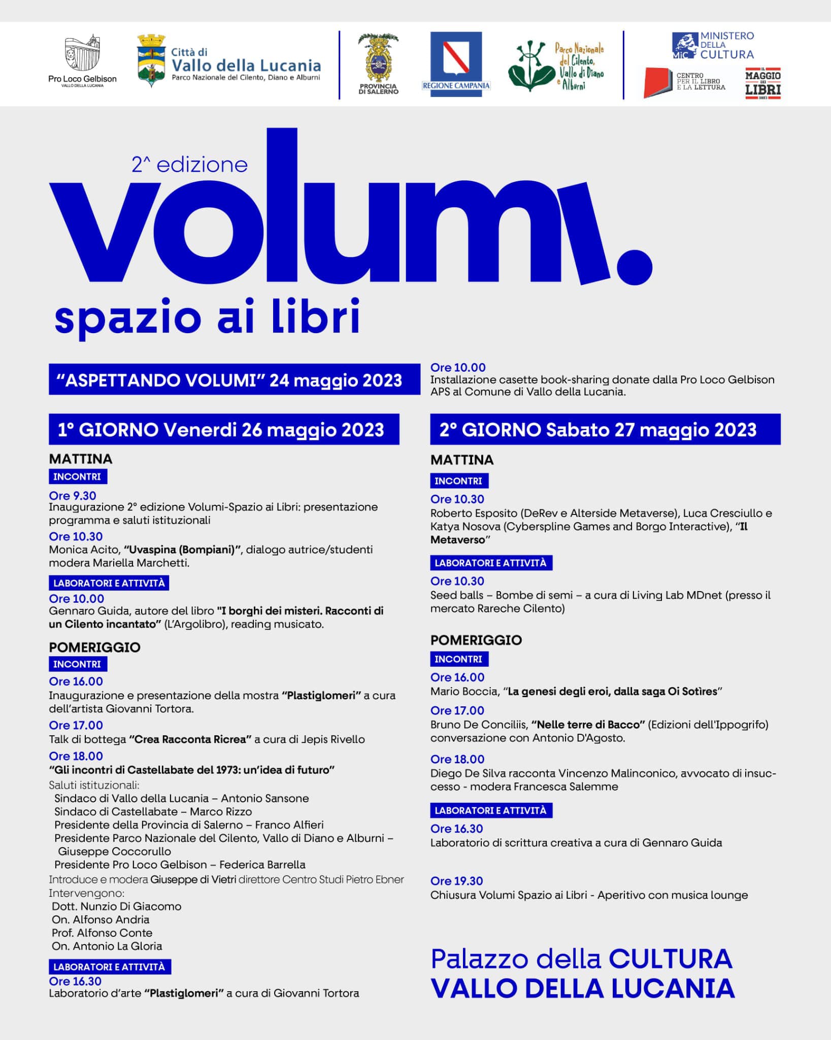 Vallo della Lucania Volumi spazio ai libri progamma completo